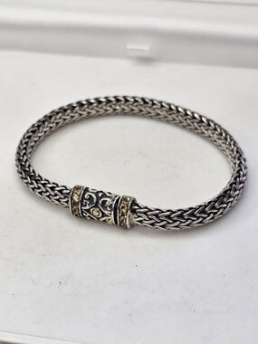 Robert Manse Sterling Silver Woven Bracelet with Gold Accent